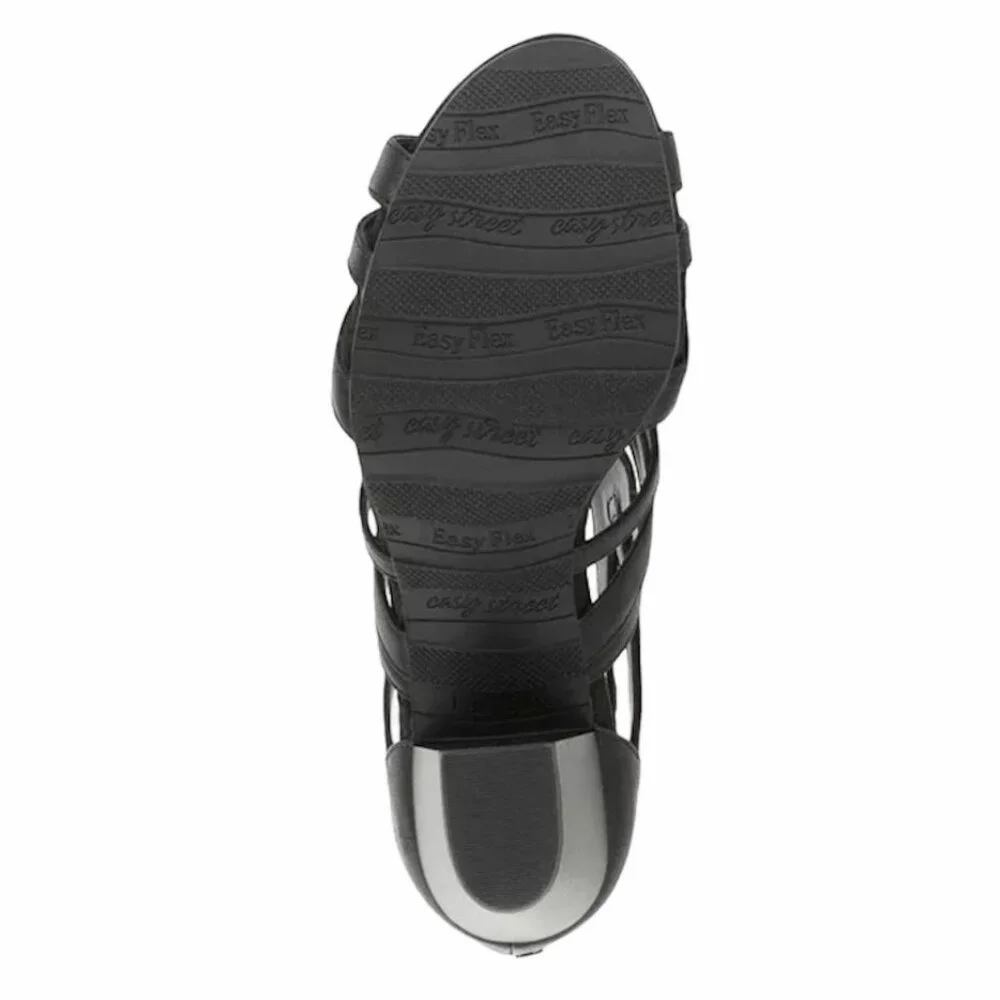 Easy Street AMAZE Women's Multi-Strap Heel Sandals Black Size 6.5 - Picture 7 of 7